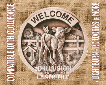 Farm welcome sign 3d illusion & laser-ready files - 3DWave.us